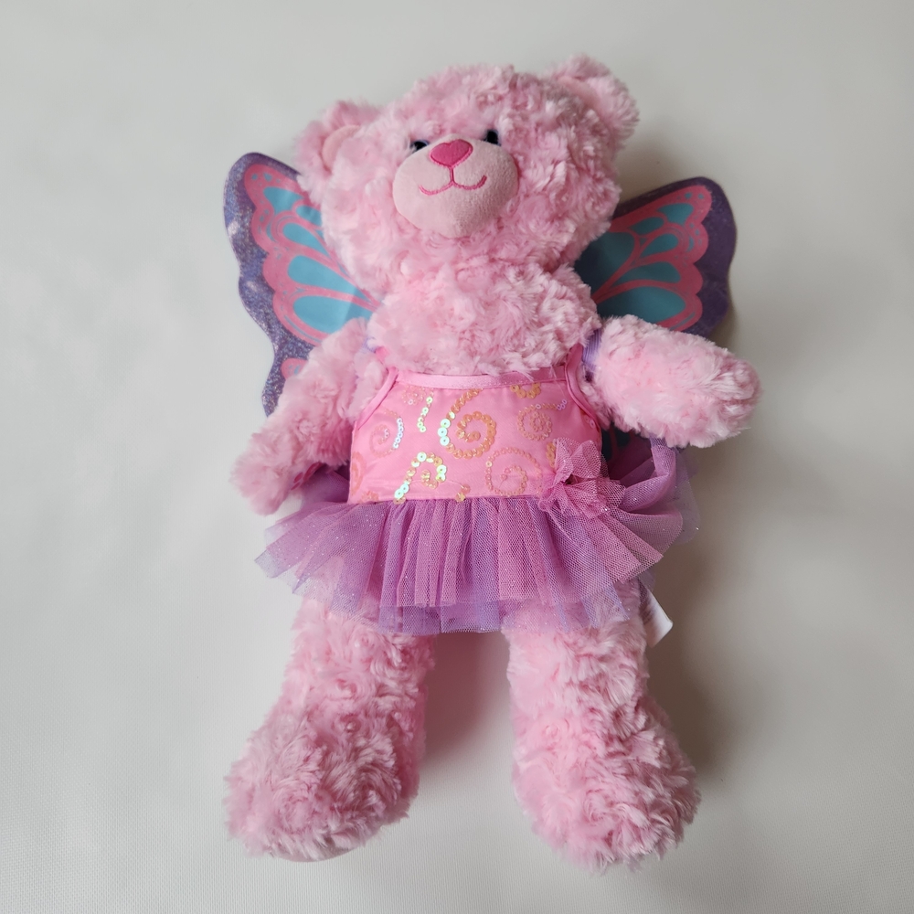 Build-A-Bear Pink Fairy Bear with Purple Wings BAB